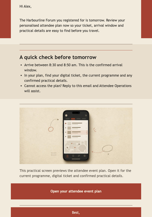 Tomorrow’s Forum Plan email design preview