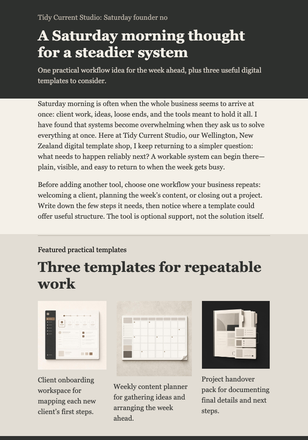 Saturday Systems Note email design preview