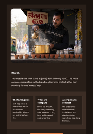 Your Masala Chai Walk email design preview