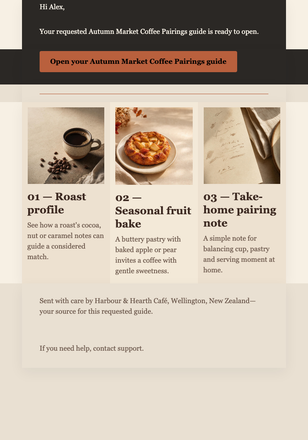 Autumn Pairing Guide Delivery email design preview