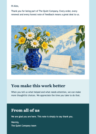 Simple Thank-You Without a CTA email design preview
