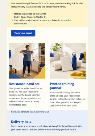 Home Strength Kit Dispatched email design preview