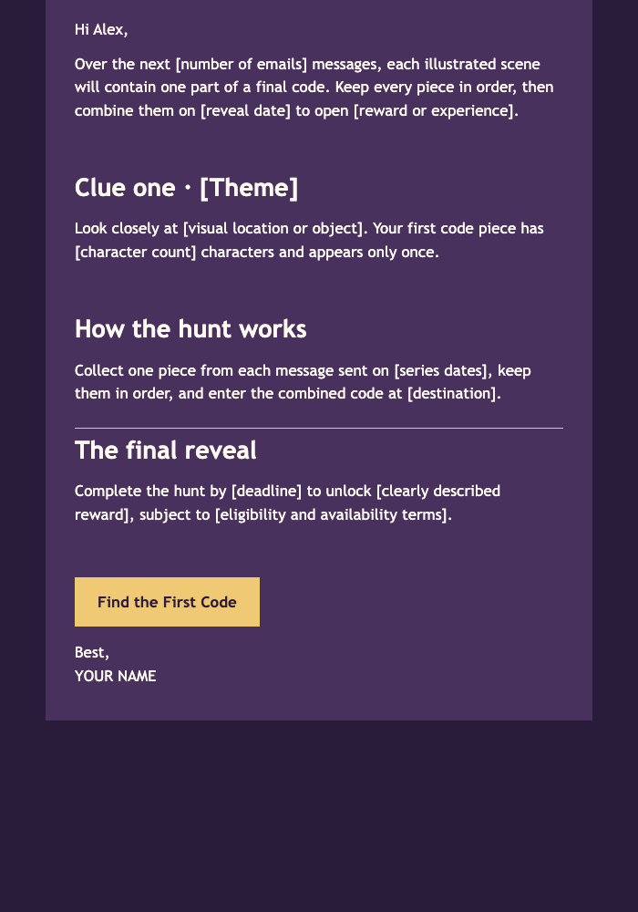 Email Code Scavenger Hunt email design preview