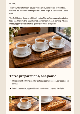 Weekend Filter Coffee Flight email design preview