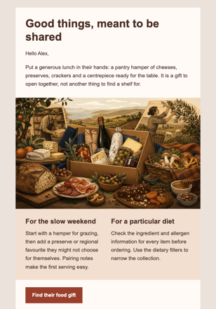 A Pantry Gift Built to Share — Delicatessens & Specialty Food email design preview