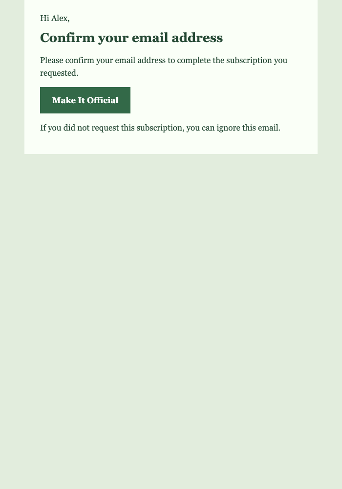Friendly Hello — Detailed email design preview