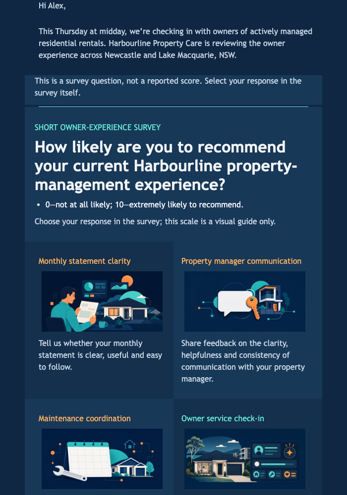 Owner Experience Pulse email design preview