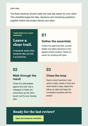 Actionable Checklist Email email design preview