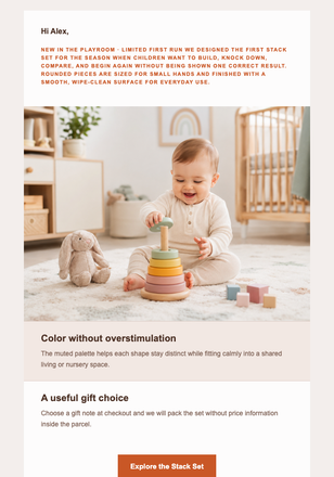 The First Stack Play Set email design preview