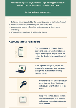 New Device Sign-In Alert email design preview