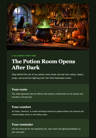 The Potion Room Opens After Dark email design preview