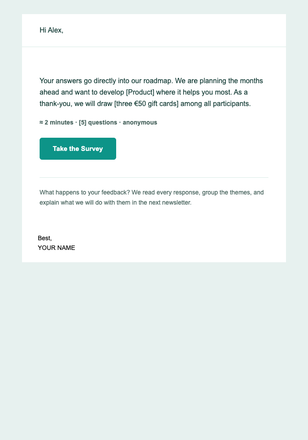 Customer Survey email design preview