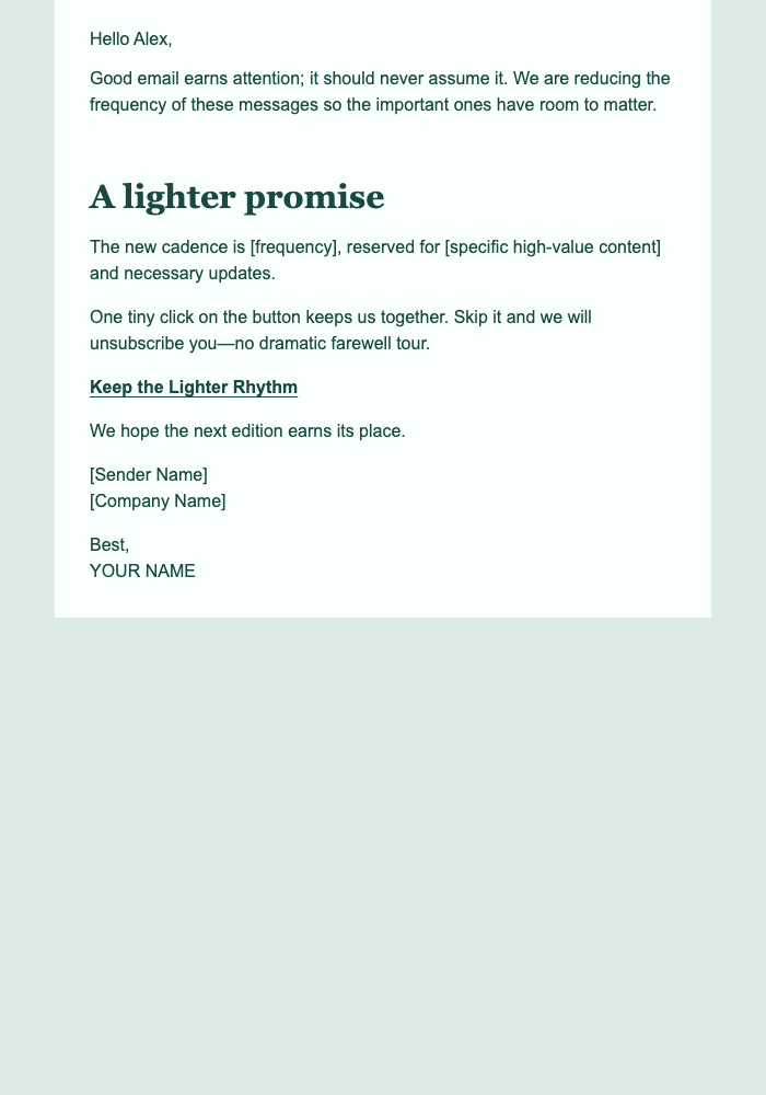Lower Frequency — Editorial email design preview