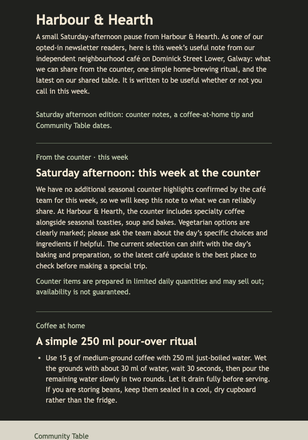 Saturday Counter Notes email design preview