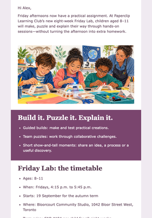 Friday Lab Launch Poster email design preview