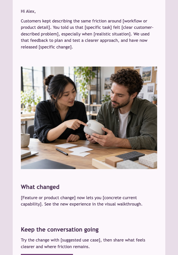 Built from Customer Feedback email design preview