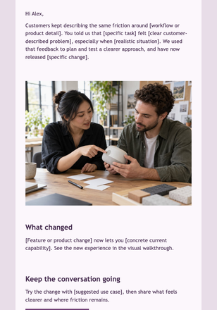 Built from Customer Feedback email design preview