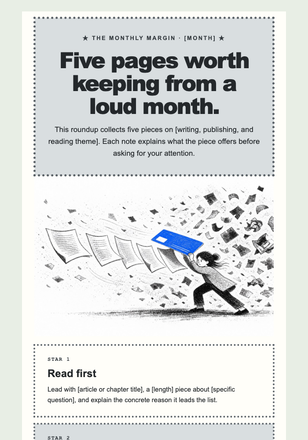 Five Good Pages from a Noisy Month email design preview