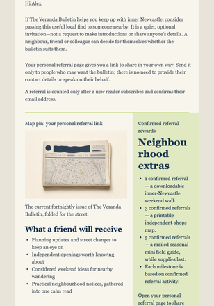 Neighbourhood Referral Notes email design preview