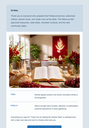 Thank You for Setting the Shared Table email design preview