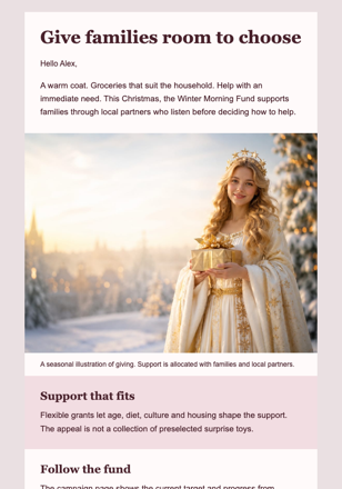 The Golden Gift Appeal email design preview
