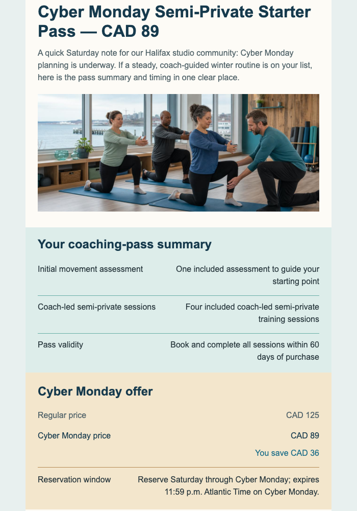 Cyber Monday Coaching Pass email design preview