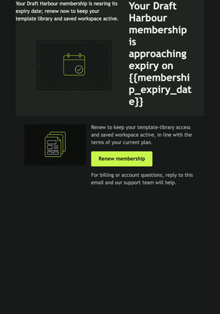 Membership Expiry Notice email design preview