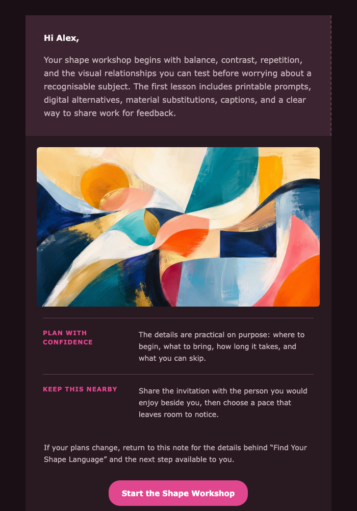 Find Your Shape Language email design preview