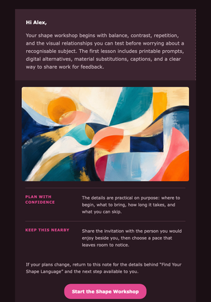 Find Your Shape Language email design preview