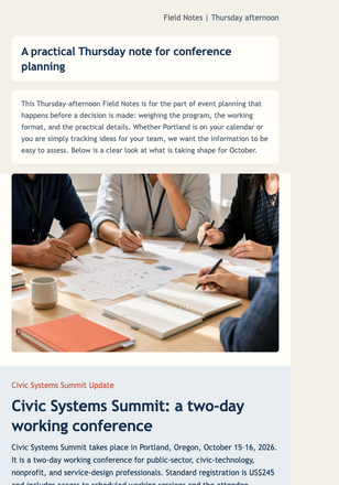 Civic Summit Field Notes email design preview