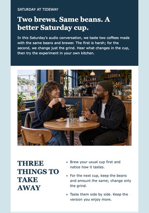 Saturday Coffee Conversation email design preview