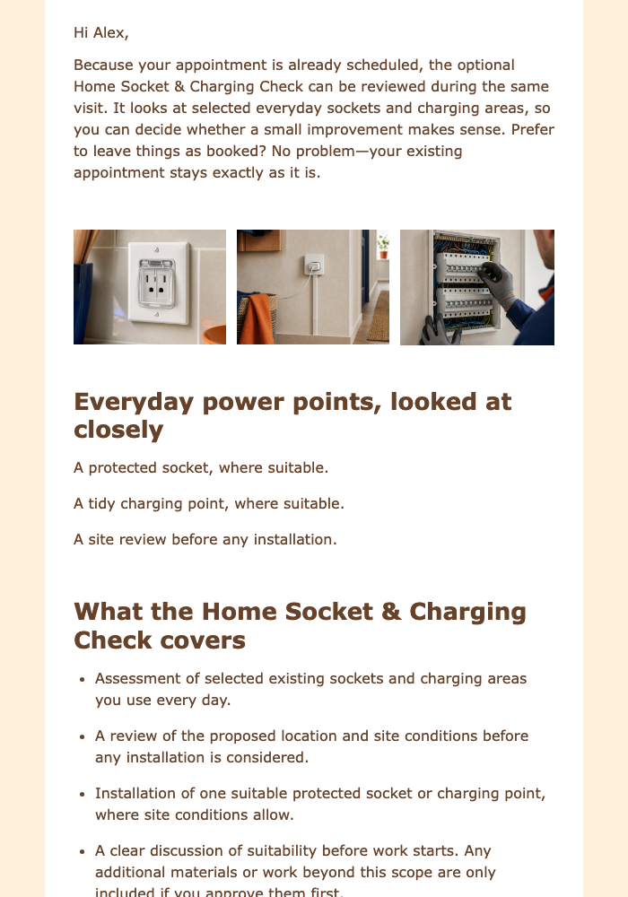 Add a Socket Check email design preview