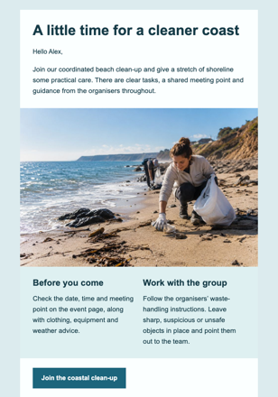 A cleaner stretch of coast email design preview