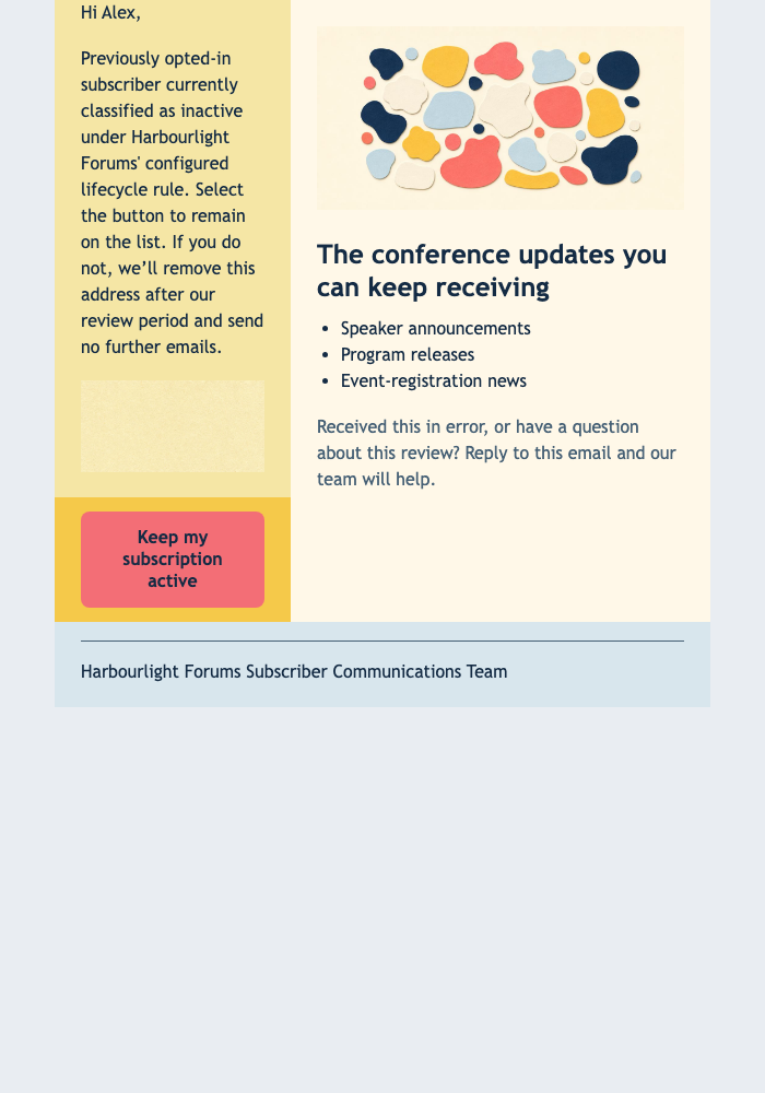 Keep Receiving Forum Updates email design preview