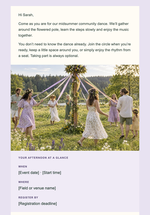 Dance Around the Flowered Pole email design preview