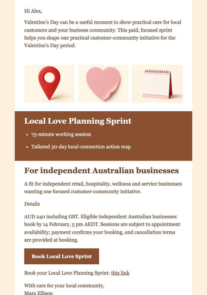 Local Love Planning Sprint email design preview