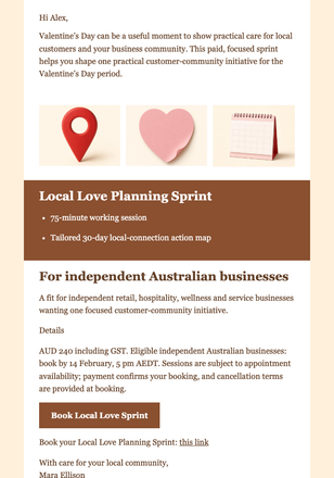 Local Love Planning Sprint email design preview
