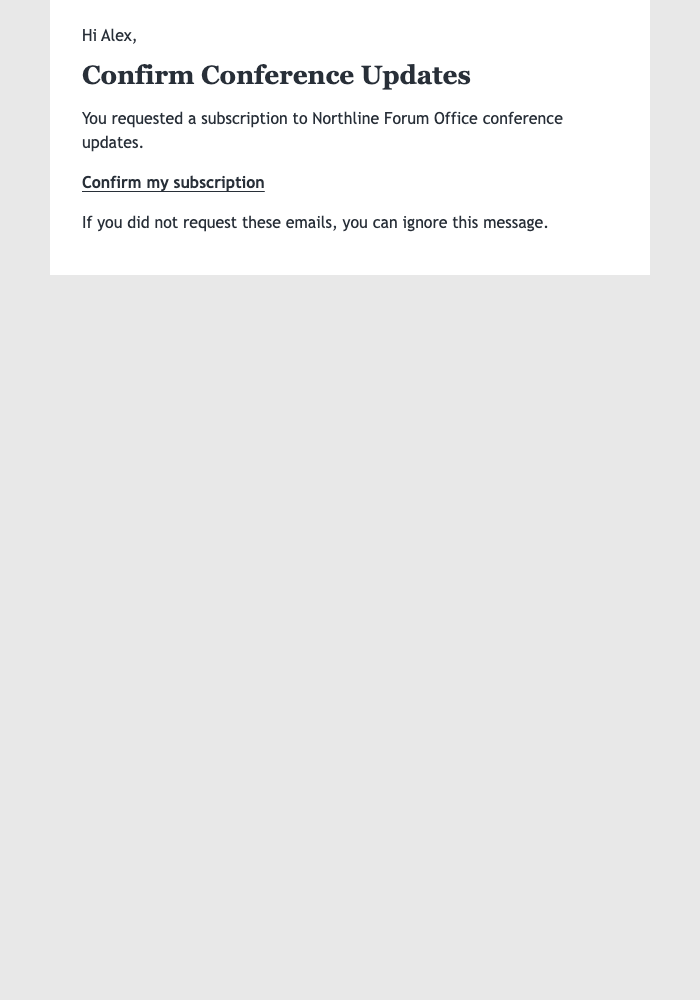 Confirm Conference Updates email design preview