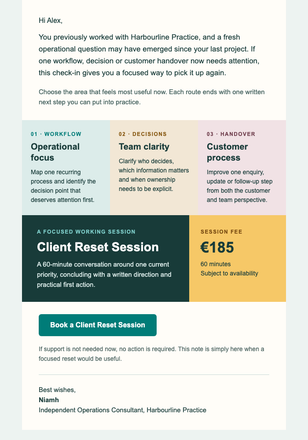 Client Reset Check-In email design preview