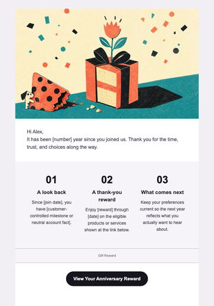 Another Year Worth Celebrating — Anniversary email design preview