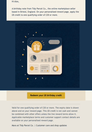 Birthday Reward Snapshot email design preview