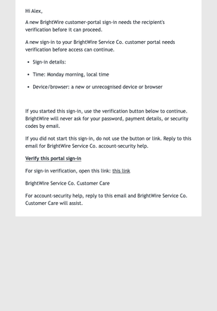 New Portal Sign-In Check email design preview