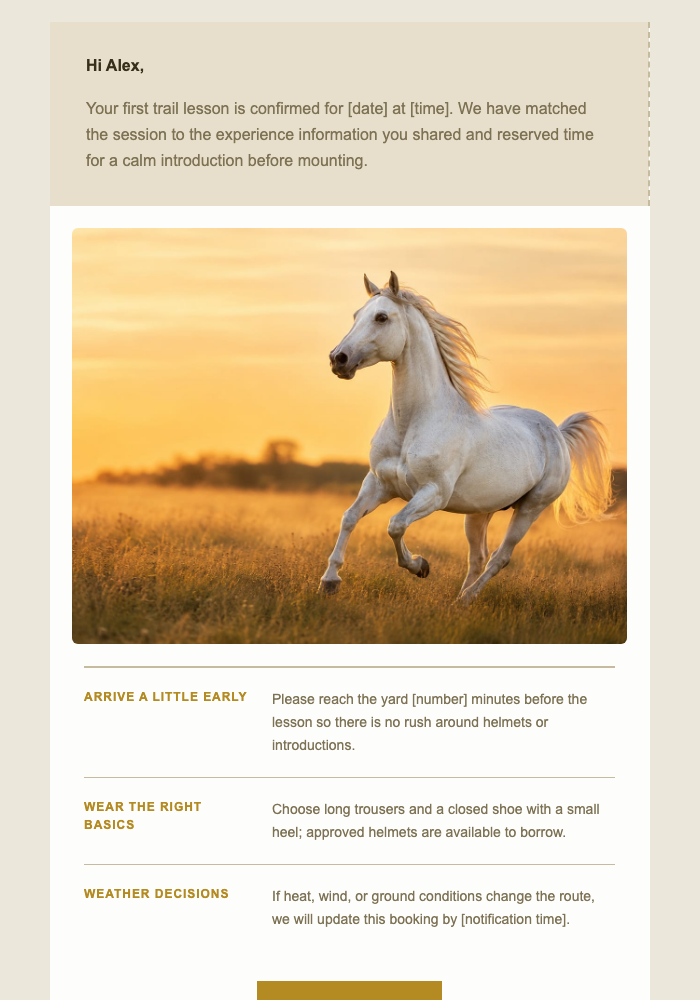 Your First Trail Lesson email design preview
