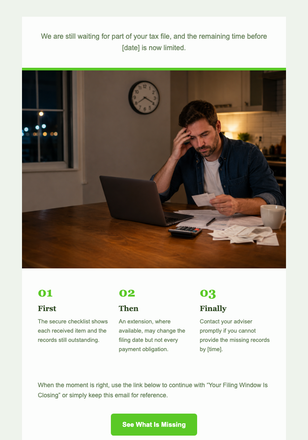 Your Filing Window Is Closing email design preview
