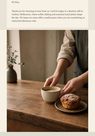 Café House Guide Welcome email design preview