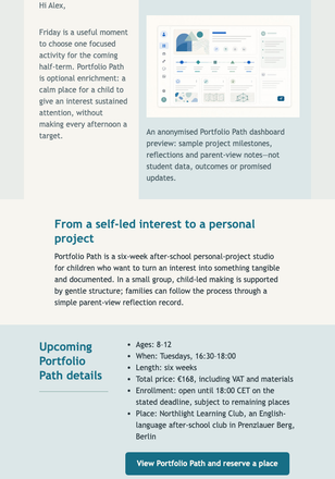 Portfolio Path Recommendation email design preview