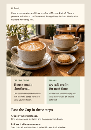 Pass the Cup Referral email design preview
