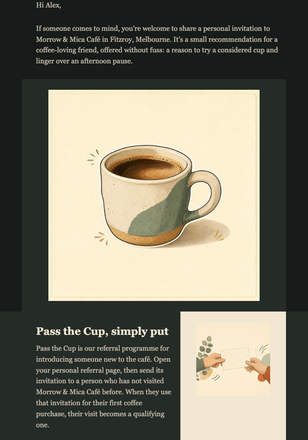 Pass the Cup Referral email design preview