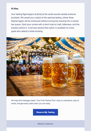 Your First Festival Pour email design preview