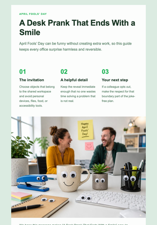 A Desk Prank That Ends With a Smile email design preview